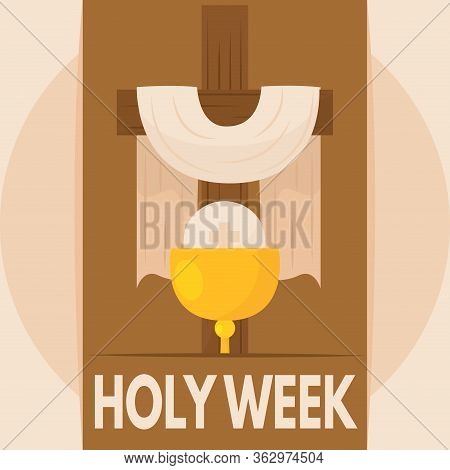 Holy Week Poster. Cross, Chalice And Host - Vector
