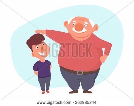 Father Stroked Hos Son Head Or Measure His Height.
