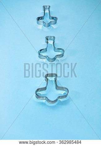 Metal Molds For Baking Cookies In The Form Of Airplanes.
