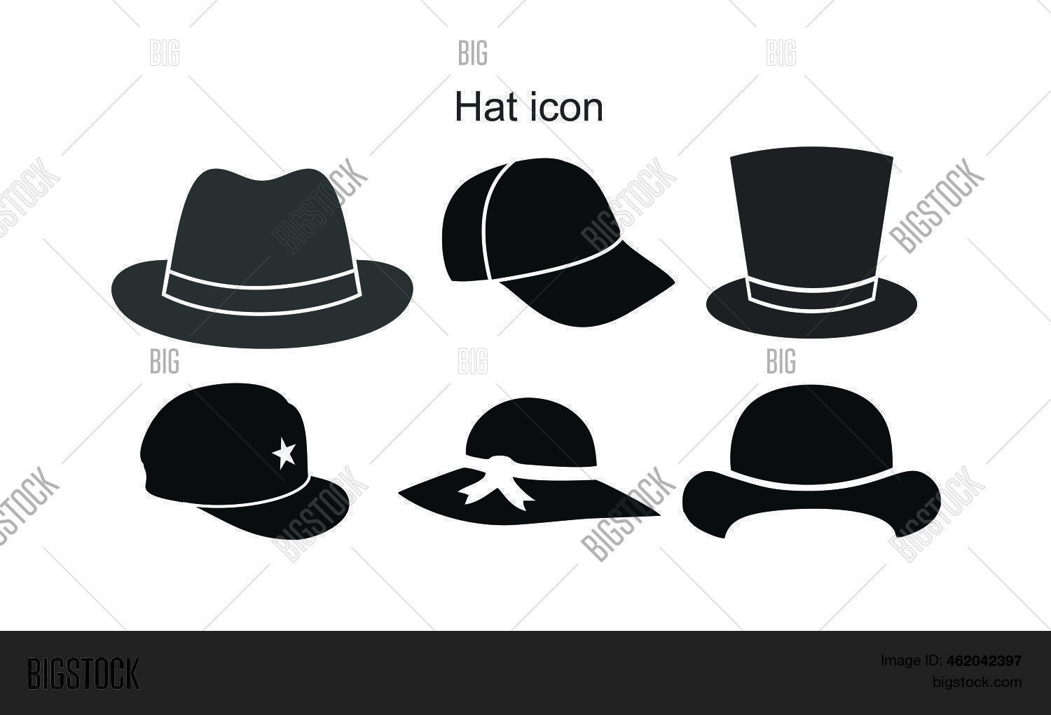 Hat Pictogram Hat Icon Template Vector & Photo (Free Trial) | Bigstock