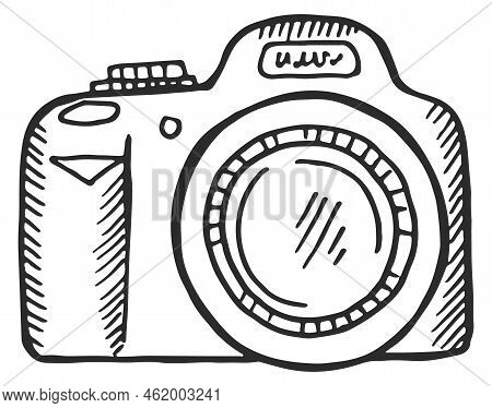 Photo Camera Icon. Hand Drawn Shooting Phtography Tool