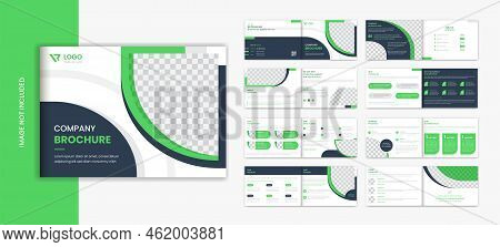 Landscape Green 16 Pages Brochure Design Template, Landscape Business Brochure Vector