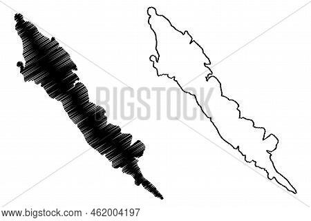 Iz Island (republic Of Croatia, Adriatic Sea) Map Vector Illustration, Scribble Sketch Iž Map
