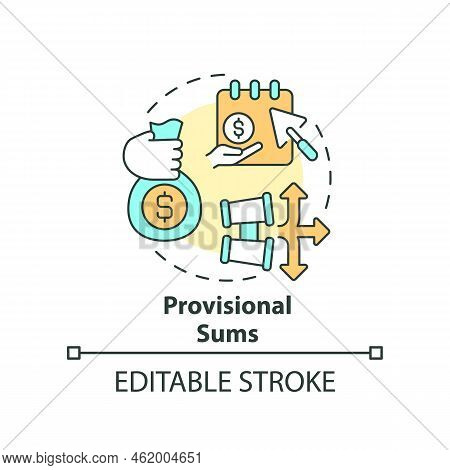 Provisional Sums Concept Icon. Pay In Advance. Dealing With Inflation In Construction Abstract Idea 