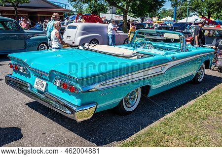 Falcon Heights, Mn - June 18, 2022: High Perspective Rear Corner View Of A 1959 Edsel Corsair Conver