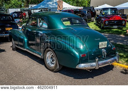 Falcon Heights, Mn - June 18, 2022: High Perspective Rear Corner View Of A 1947 Chevrolet Stylemaste