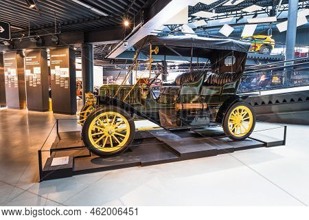 Antique Retro Car - Stanley Model 63 Toy Tonneau. Riga Motor Museum. Riga, Latvia, 17 August 2022