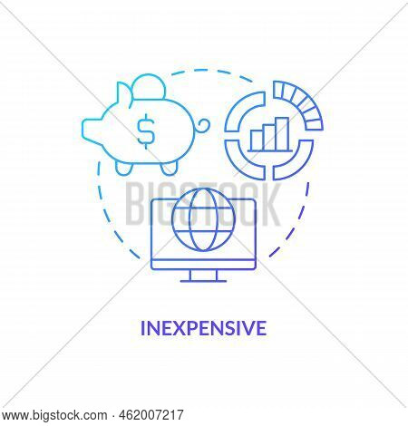 Inexpensive Blue Gradient Concept Icon. Low Costs Of Researching Works. Advantage Of Case Study Abst
