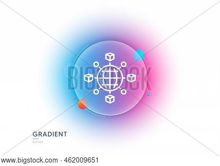 Logistics Network Line Icon. Gradient Blur Button With Glassmorphism. Parcel Tracking Sign. Goods Di