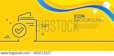 Verification Document Line Icon. Abstract Yellow Background. Accepted Passport Sign. Approved Symbol