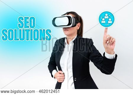 Handwriting Text Seo Solutions. Business Idea Search Engine Result Page Increase Visitors By Ranking