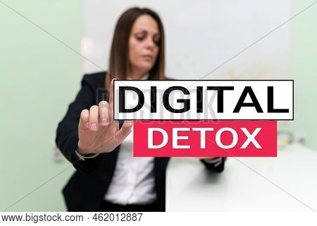 Sign Displaying Digital Detox. Business Idea Free Of Electronic Devices Disconnect To Reconnect Unpl