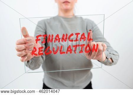Conceptual Caption Financial Regulation. Word Written On Aim To Maintain The Integrity Of Finance Sy