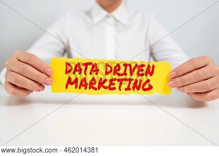 Conceptual Display Data Driven Marketing. Business Idea Strategy Built On Insights Analysis From Int