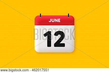 Calendar Date 3d Icon. 12th Day Of The Month Icon. Event Schedule Date. Meeting Appointment Time. Ag