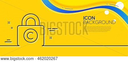 Copyright Locker Line Icon. Abstract Yellow Background. Copywriting Sign. Private Information Symbol