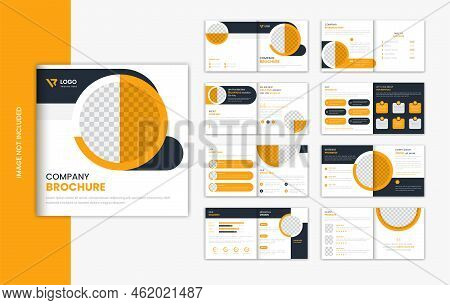 Orange Corporate Square 16 Pages Brochure Design Template Vector