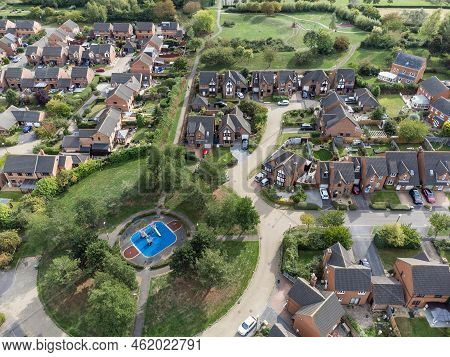 Aerial Shot Looking Down On Urban Housing Development - Housing Estate Of Mainly Bungalows In Milton
