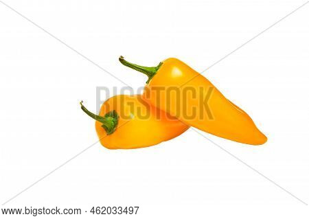 Two Yellow Hot Jalape O Peppers Isolated On A White Background