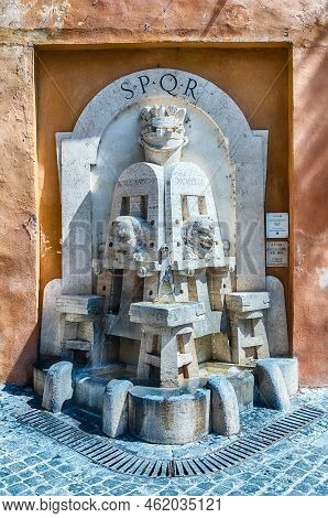 Rome - April 14, 2021: Fountain Of The Artists In Via Margutta, A Scenic And Picturesque Street In T