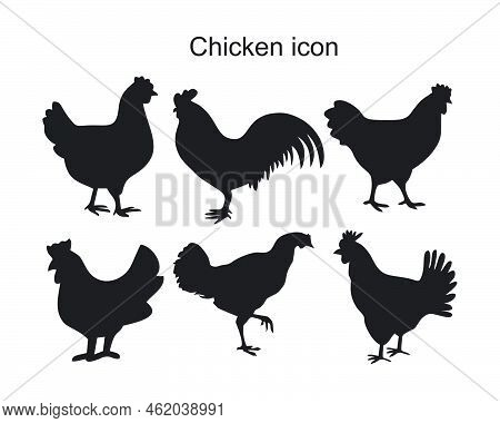 Chicken Icon Template Black Color Editable. Chicken Icon Symbol Flat Vector Illustration For Graphic