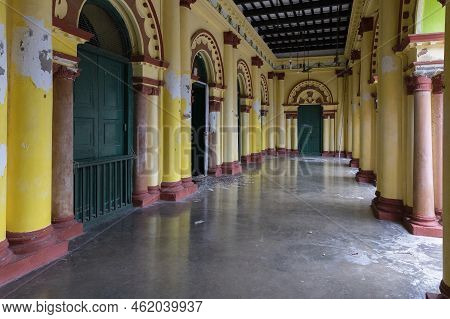 Howrah, West Bengal, India - 26th October 2020 : Decorated Colorful Pillars Of Shib Mandir, Temple F