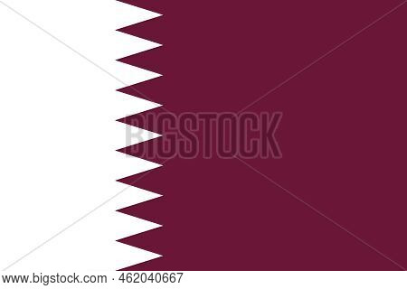 Illustration Of The Flag Of The State Of Qatar In A Rectangular Shape, Its Distinctive Design Of A V