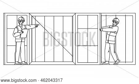 Conteiner Port Line Pencil Drawing Vector. Export Cargo, Ship Freight, Import Industry, Transport Bu
