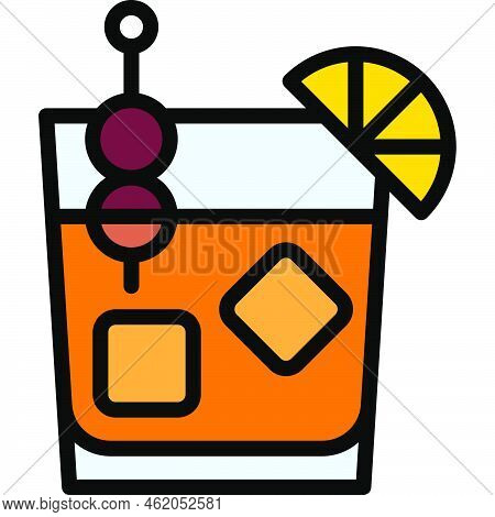 Amaretto Sour Cocktail Icon, Alcoholic Mixed Drink Vector Illustration