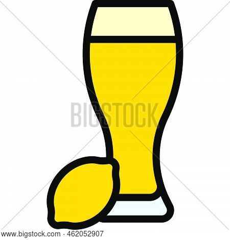 Shandy Cocktail Icon, Alcoholic Mixed Drink Vector Illustration