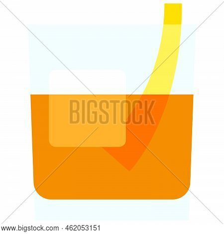 Godfather Cocktail Icon, Alcoholic Mixed Drink Vector Illustration