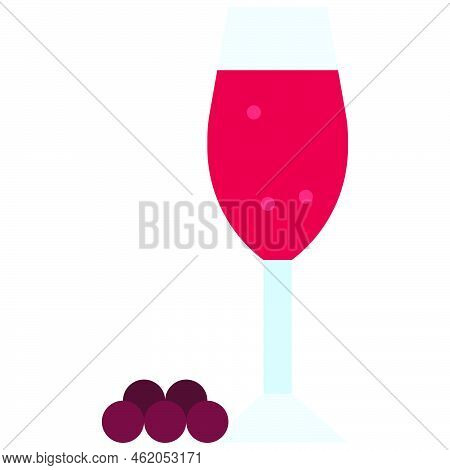 Kir Cocktail Icon, Alcoholic Mixed Drink Vector Illustration