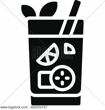 Pimm's Cup Cocktail Icon, Alcoholic Mixed Drink Vector Illustration