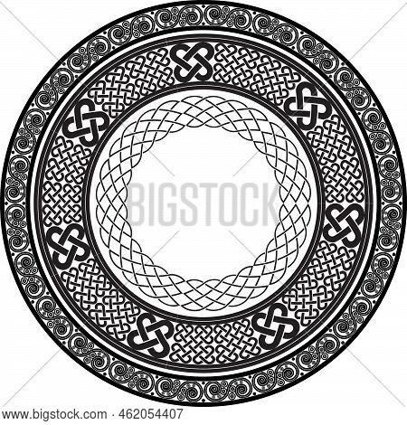 Celtic Knot Round Frames. Set Of 3 Rings Of Celtic Braids Isolated On White Background. Viking, Medi