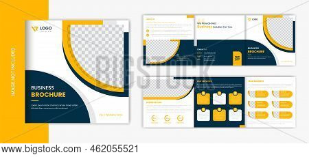 Yellow Corporate Square Trifold Brochure Design, Business Brochure Vector