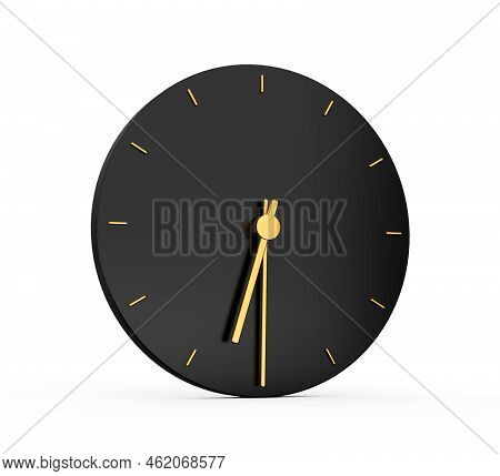 Premium Gold Clock Icon Isolated Half Past Six O Clock Black Icon 6:30 Or 18:30 O'clock Time Icon Si