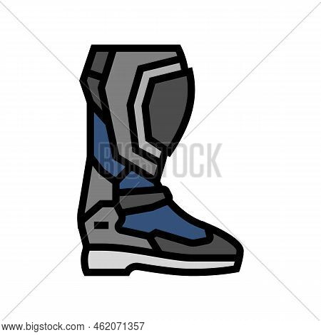 Boots Motorcycle Color Icon Vector. Boots Motorcycle Sign. Isolated Symbol Illustration