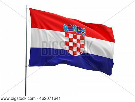 Croatia Waving Flag, 3d Flag Illustration, Croatia National Flag With A White Isolated Background