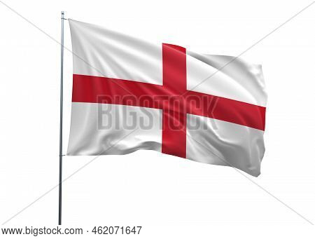England Waving Flag, 3d Flag Illustration, England National Flag With A White Isolated Background