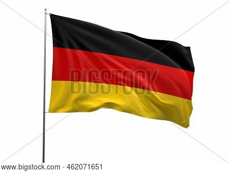 Germany Waving Flag, 3d Flag Illustration, Germany National Flag With White Isolated Background
