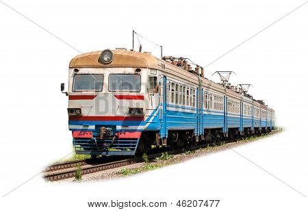 รถไฟฟ้าชานเมืองบนพื้นหลังสีขาว