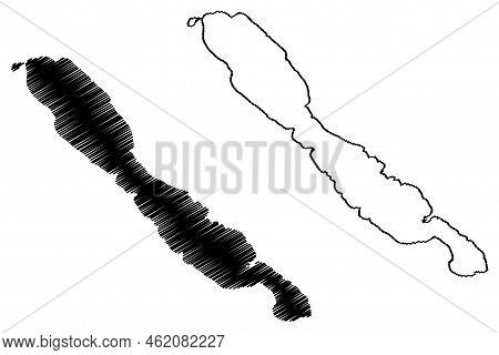Maun Island (republic Of Croatia, Adriatic Sea) Map Vector Illustration, Scribble Sketch Maun Map