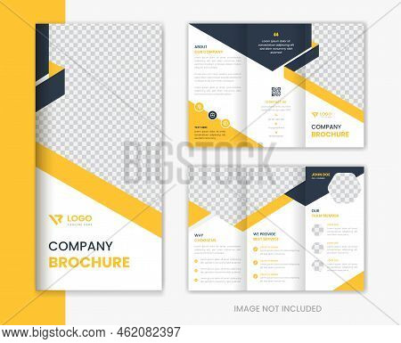 Yellow Corporate Trifold Brochure Design Template, Company Profile, Business Portfolio Design