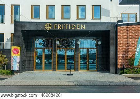 Ystad, Sweden 13 Sep, 2022:main Entrance To The Hotel Section Of The Combined Building