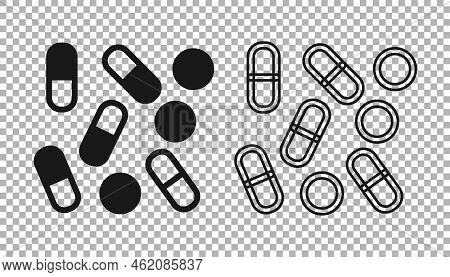 Black Medical Pill Bottle Biohacking Icon Isolated On Transparent Background. Pharmacy Biohacking. V
