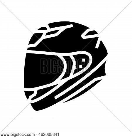 Full Face Motorcycle Helmet Glyph Icon Vector. Full Face Motorcycle Helmet Sign. Isolated Symbol Ill
