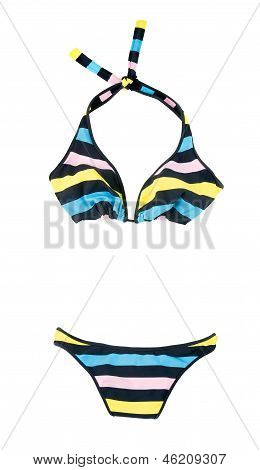 Halter Bikini a righe di colori pastello