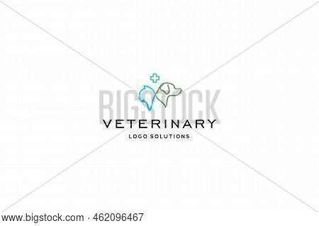 Veterinary Template Minimalist Logo Design Solution With Cat And Dog Image