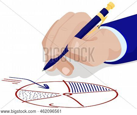 Financial Accounting And Work With Statistics Concept. Business Process Diagram On Paper Sheet. Data
