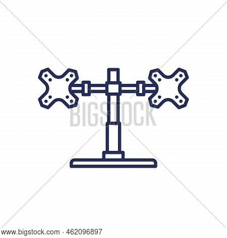 Monitor Stand With Two Mounts Line Icon